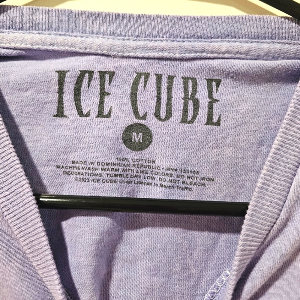 Ice Cube Purple Graphic Cropped Tie T-Shirt  Distressed Sleeves Size Medium - Picture 3 of 3